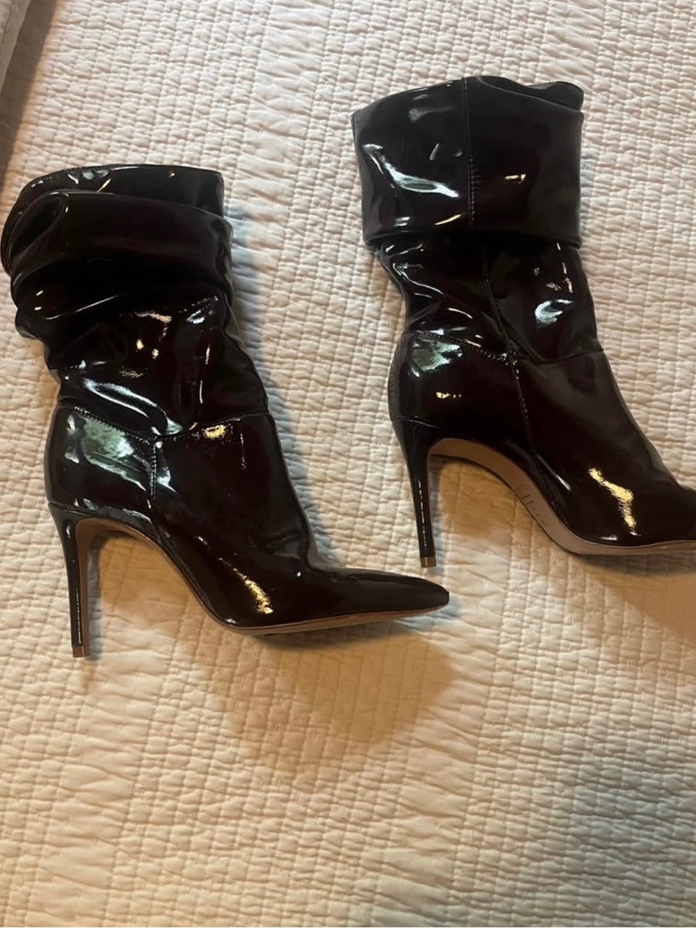 SCHUTZ Black Patent Pointed-Toe Stiletto Ankle Boots